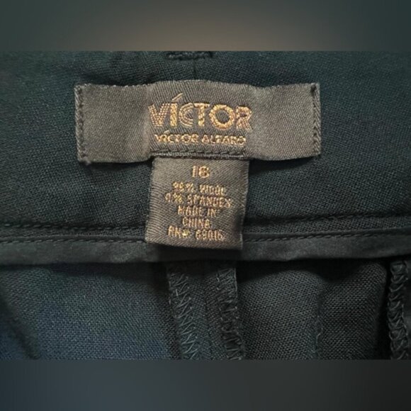 NWT‎ VICTOR ALFARO WOOL Blend Straight Leg Black Dress Trousers Size 16 - Picture 4 of 7